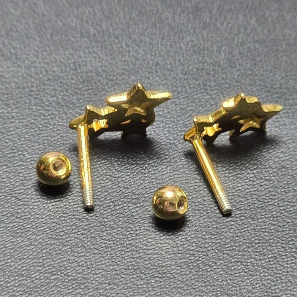 Golden Star‎ Cluster Stud Earrings With Screw Back (NWOT)